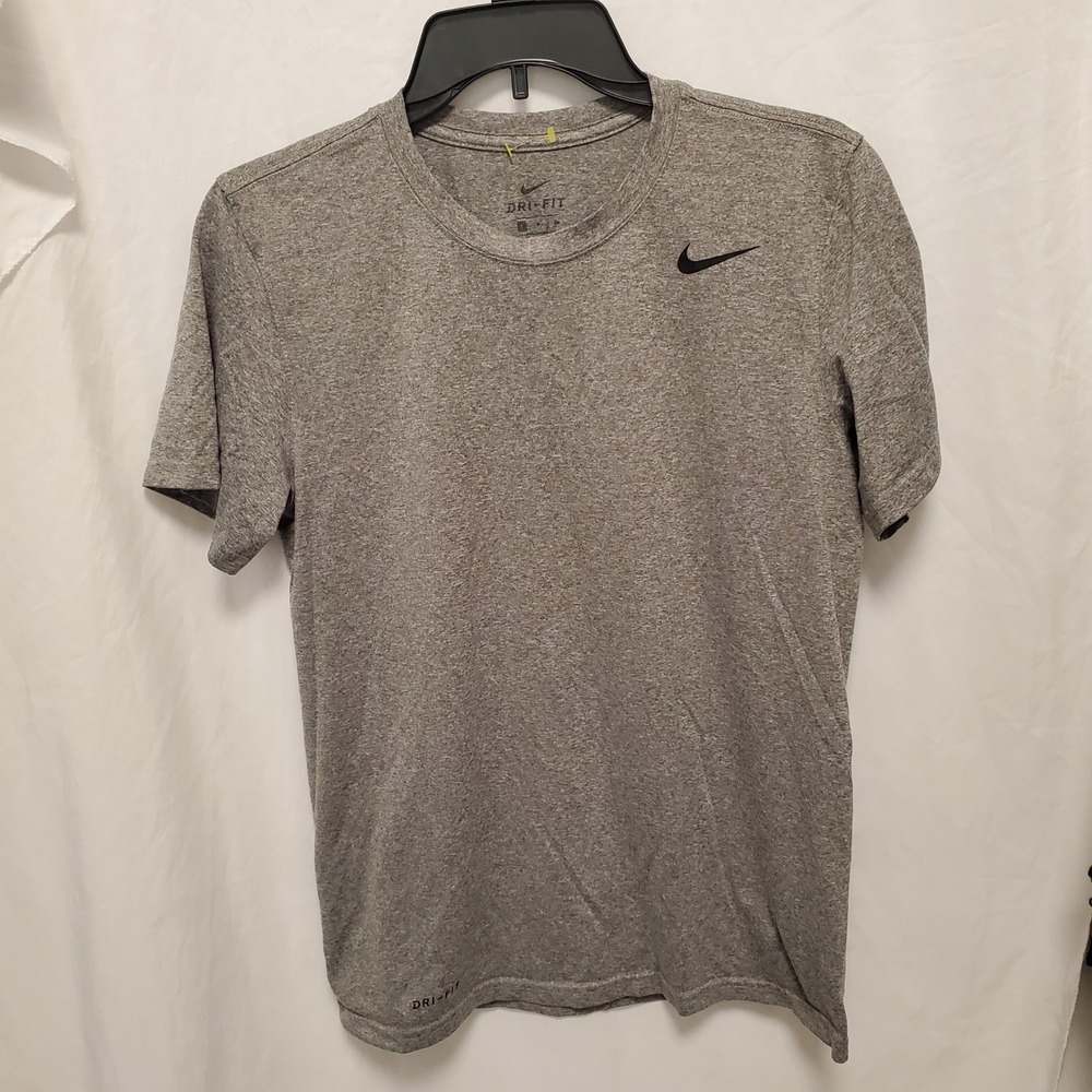 Nike Dri-FIT Mens Training Shirt Gray Heathered Short Sleeve Gym Tee Size S - Picture 1 of 4